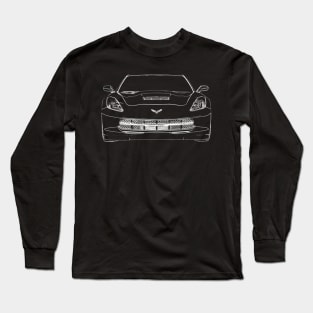 Chevrolet Corvette Z06 2015 Sketch White Long Sleeve T-Shirt